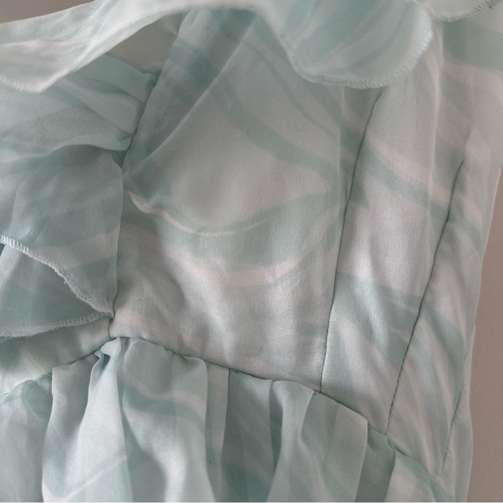 Abercrombie & Fitch Drama Ruffle Maxi Dress Plunge Maxi Wedding Guest Long Flowy - Picture 13 of 15
